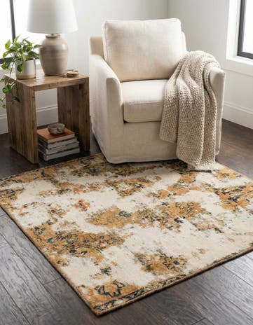 3' 7 x 3' 7 Hand Knotted Ultra Vintage Persian Wool Square Rug