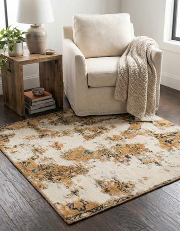 3' 7 x 3' 7 Hand Knotted Ultra Vintage Persian Wool Square Rug