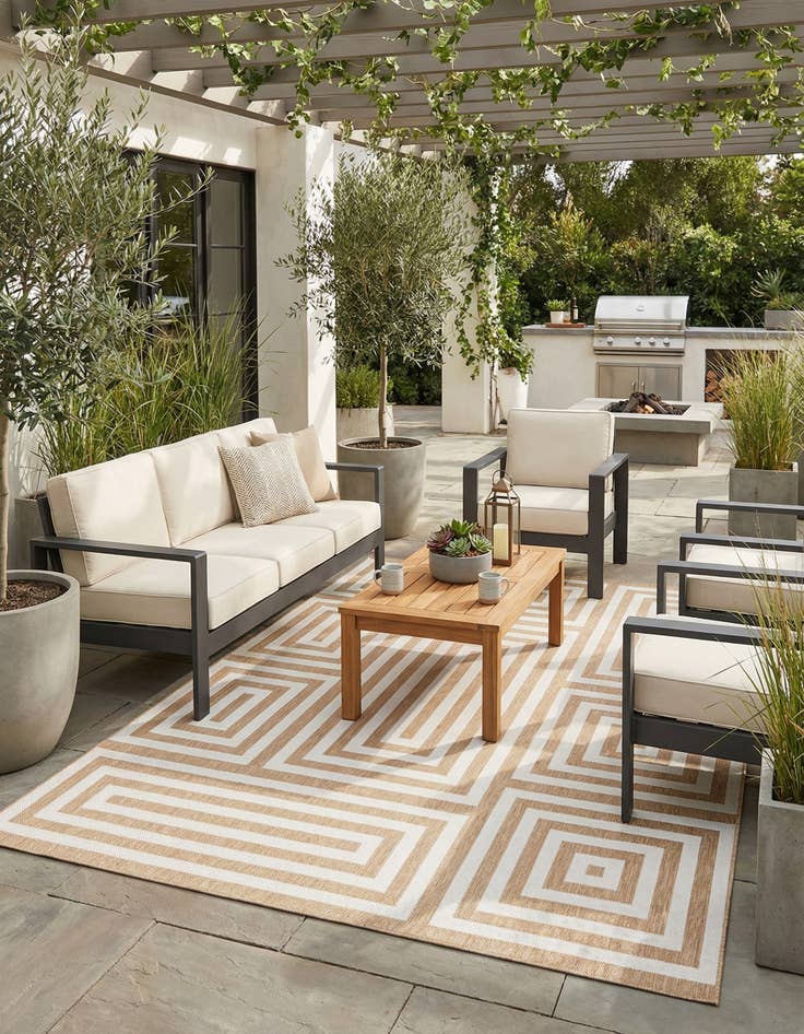 Detail image of 10' x 14'  Washable Modern Indoor / Outdoor Rug