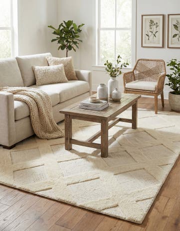 5' 1 x 8' Hand Woven Lattice Wool Rug
