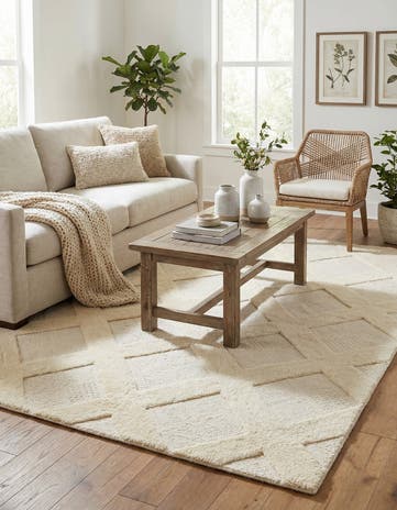 5' 1 x 8' Hand Woven Lattice Wool Rug