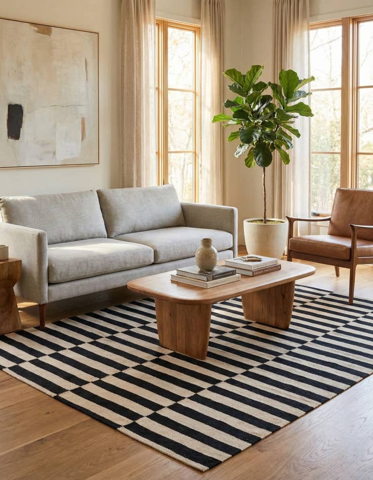 Detail image of 4' 11 x 6' 5  Hand Woven Kilim Modern Wool Rug