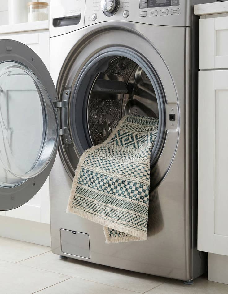 Detail image of 1' 4 x 1' 4  Washable Striped Indoor / Outdoor Sample Rug