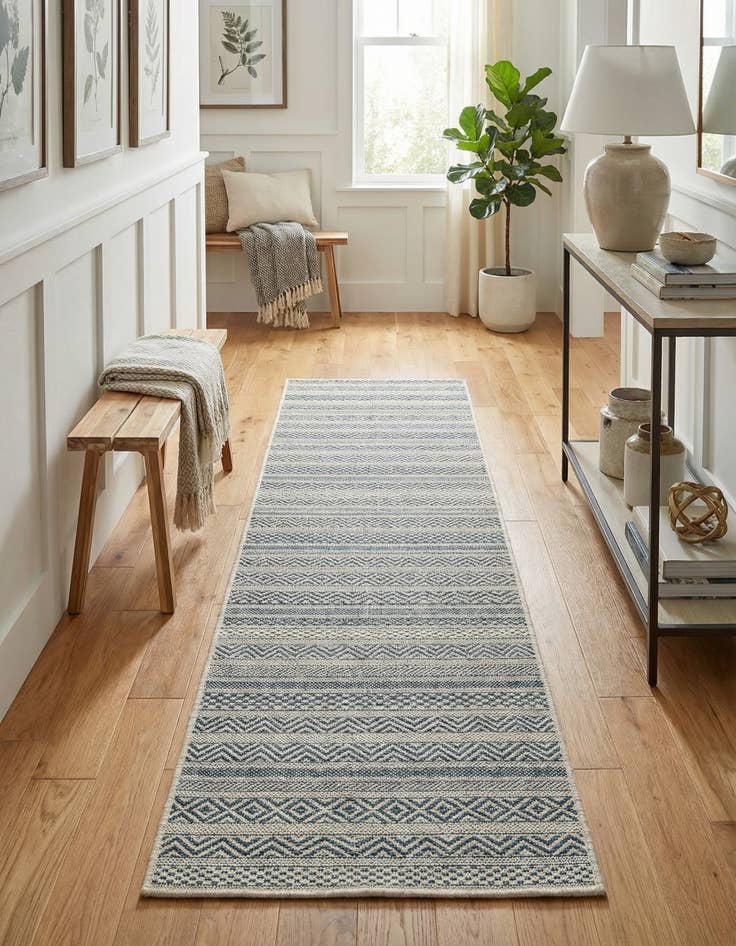 Detail image of 2' x 8'  Washable Striped Indoor / Outdoor Runner Rug