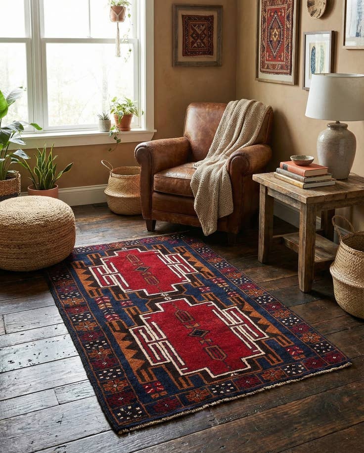 Detail image of 2' 11 x 4' 6 Hand Knotted Balouch Persian Wool Rug