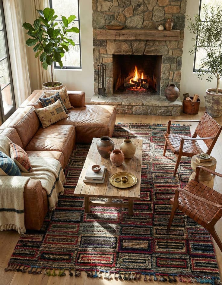 Detail image of  6' 3 x 9' 6  Hand Knotted Moroccan Wool Rug