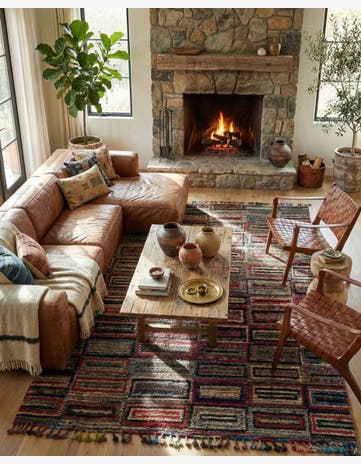 6' 3 x 9' 6 Hand Knotted Moroccan Wool Rug
