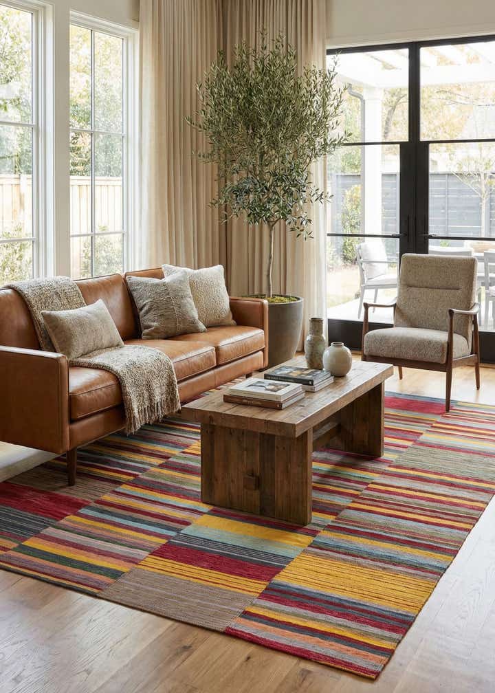 7' 2 x 9' 5 Hand Woven Kilim Modern Wool Rug