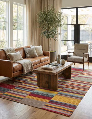 7' 2 x 9' 5 Hand Woven Kilim Modern Wool Rug