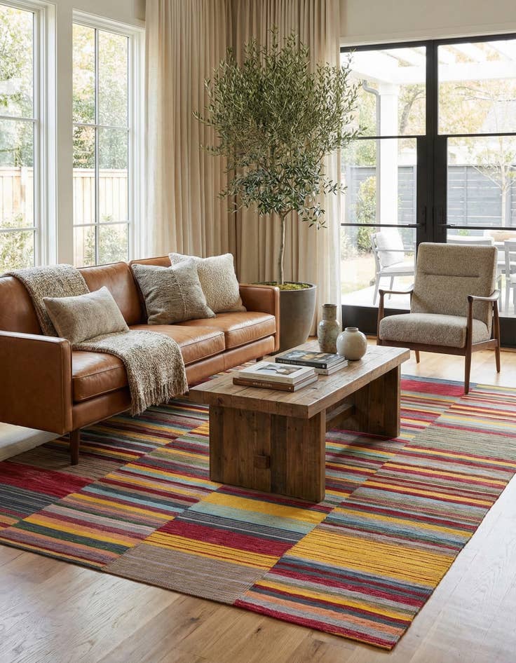 Detail image of 7' 2 x 9' 5 Hand Woven Kilim Modern Wool Rug