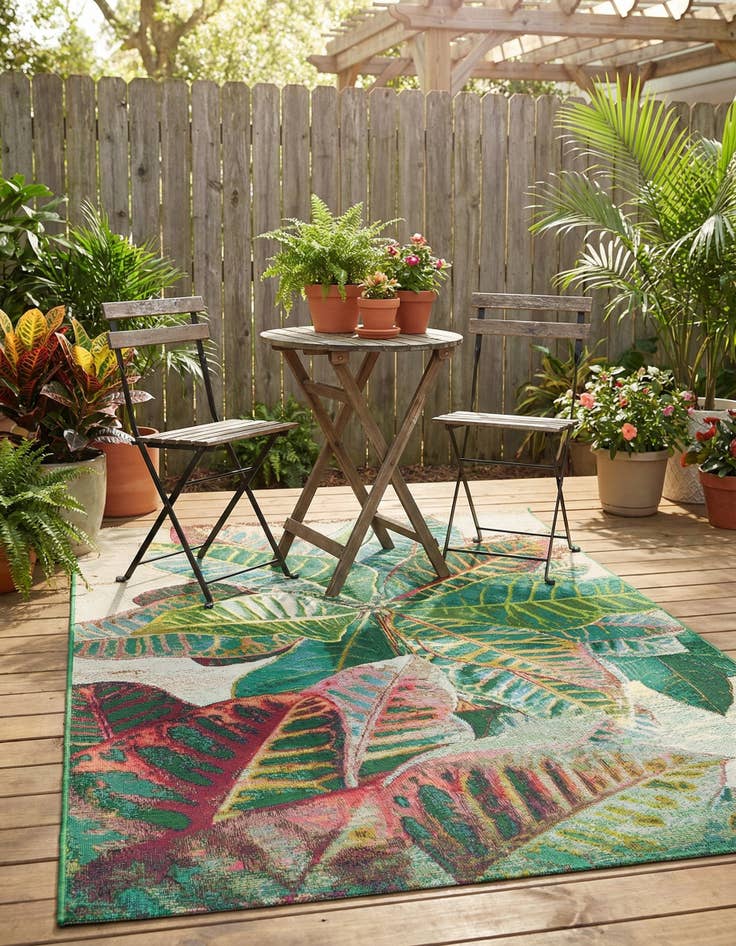 Detail image of  4' x 6'  Washable Botanical Indoor / Outdoor Rug