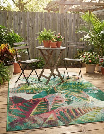 4' x 6' Easy-Clean Botanical Indoor / Outdoor Rug