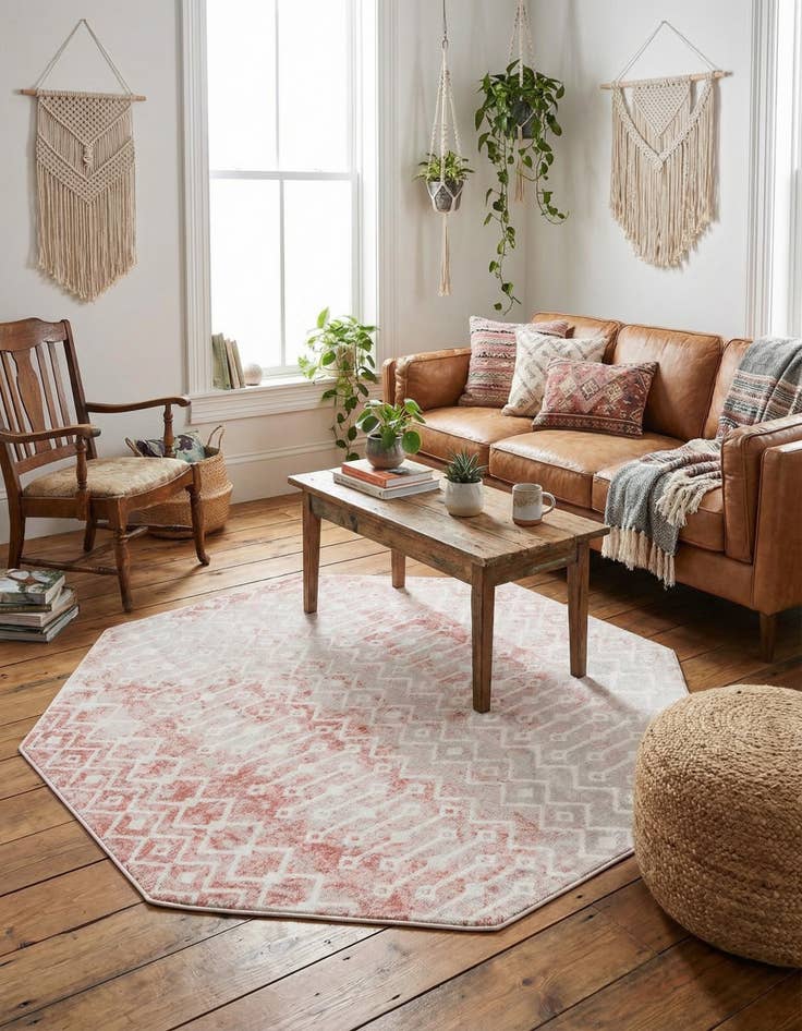 Detail image of  7' x 7' Bohemian Trellis Octagon Rug