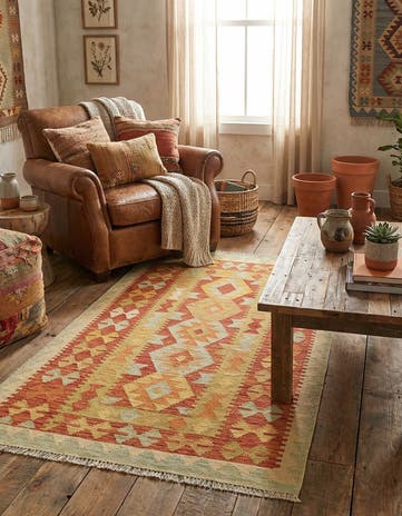 2' 8 x 4' 9 Hand Woven Kilim Waziri Wool Rug