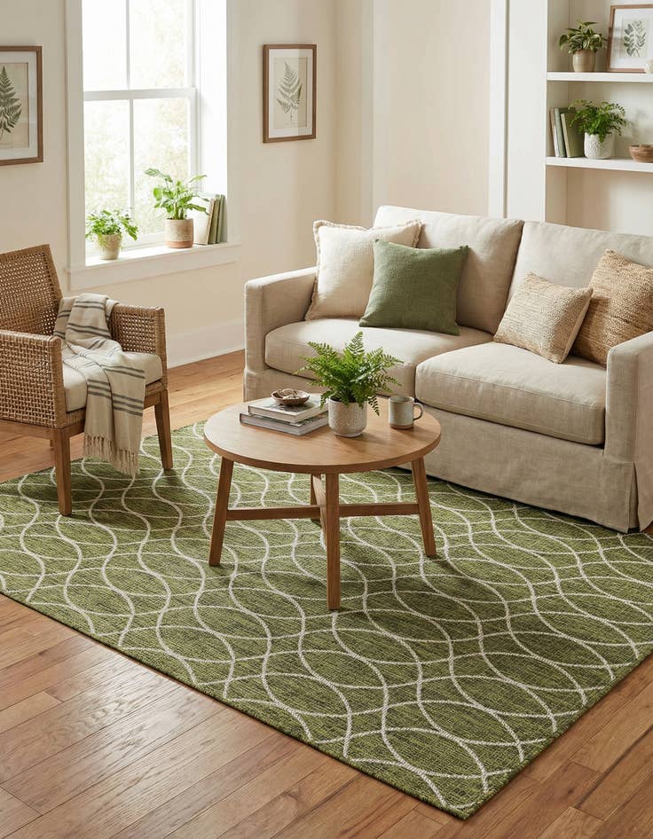 Detail image of 5' 3 x 8'  Washable Trellis Indoor / Outdoor Rug