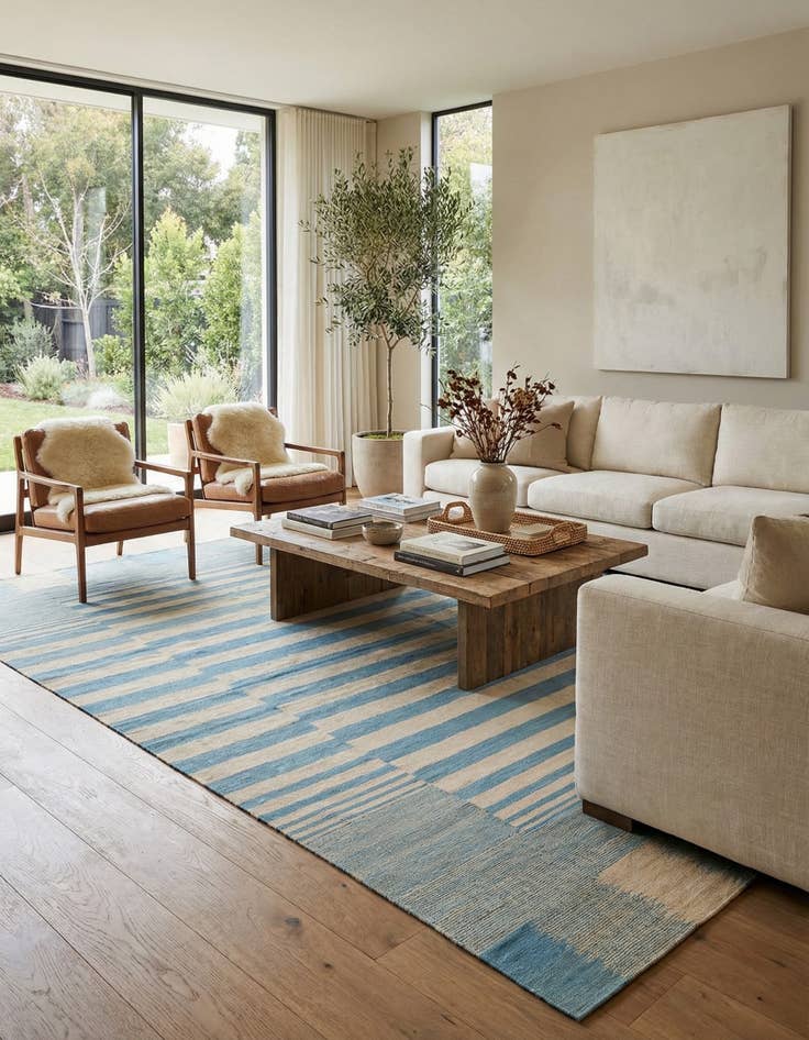 Detail image of 6' 7 x 9' 8  Hand Woven Kilim Modern Wool Rug