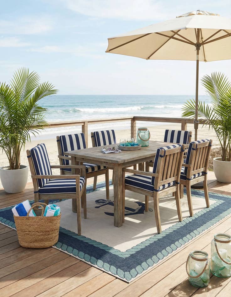 Detail image of 10' x 10'  Washable Coastal Indoor / Outdoor Square Rug