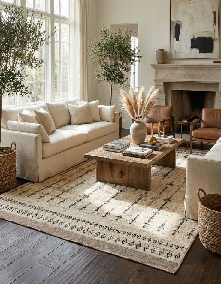 Detail image of  6' 2 x 9' 4  Hand Knotted Moroccan Wool Rug