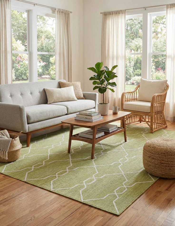 Detail image of  5' 3 x 8'  Washable Lattice Indoor / Outdoor Rug