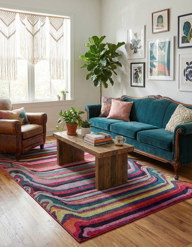 Detail image of 5' x 8'  Washable Spectrum Rug