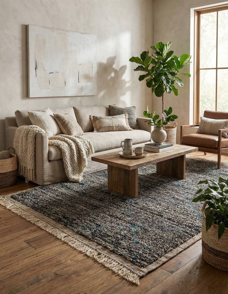 Detail image of 5' 2 x 8' 3  Hand Knotted Moroccan Wool Rug