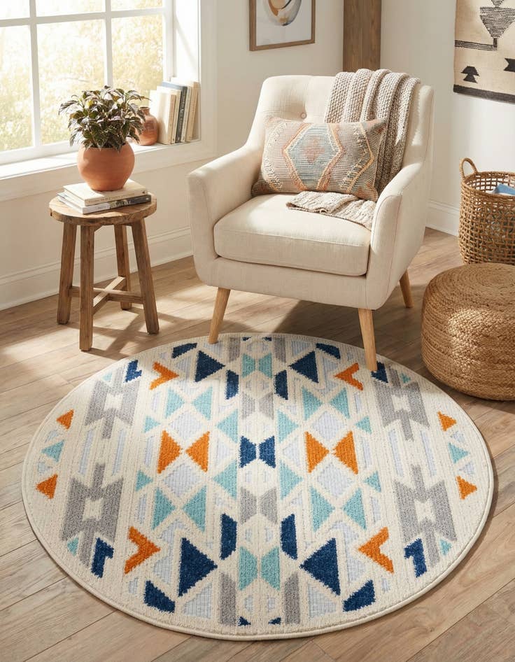 Detail image of 3' 3 x 3' 3  Washable Aruba Indoor / Outdoor Round Rug