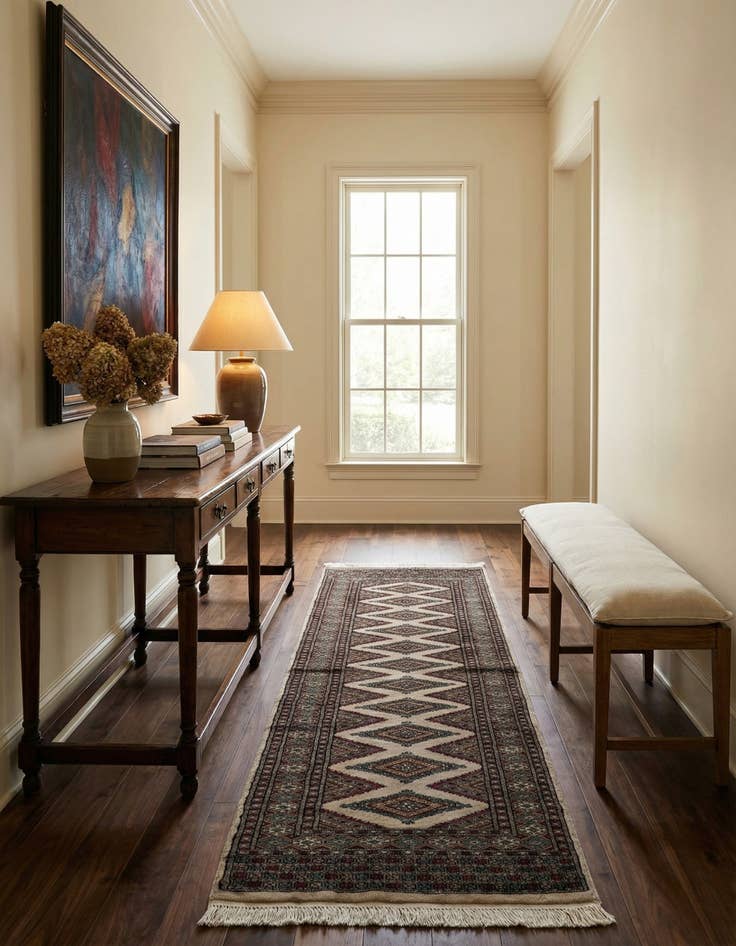 Detail image of 2' 6 x 8' 6 Hand Knotted Bokhara Oriental Wool Runner Rug