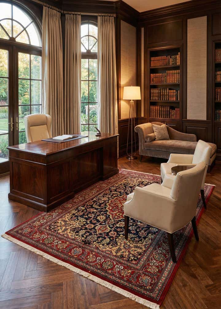 4' 9 x 7' 1 Hand Knotted Qom Persian Rug