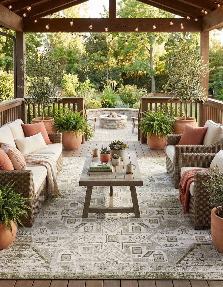 Detail image of 10' x 13'  Washable Aztec Indoor / Outdoor Rug