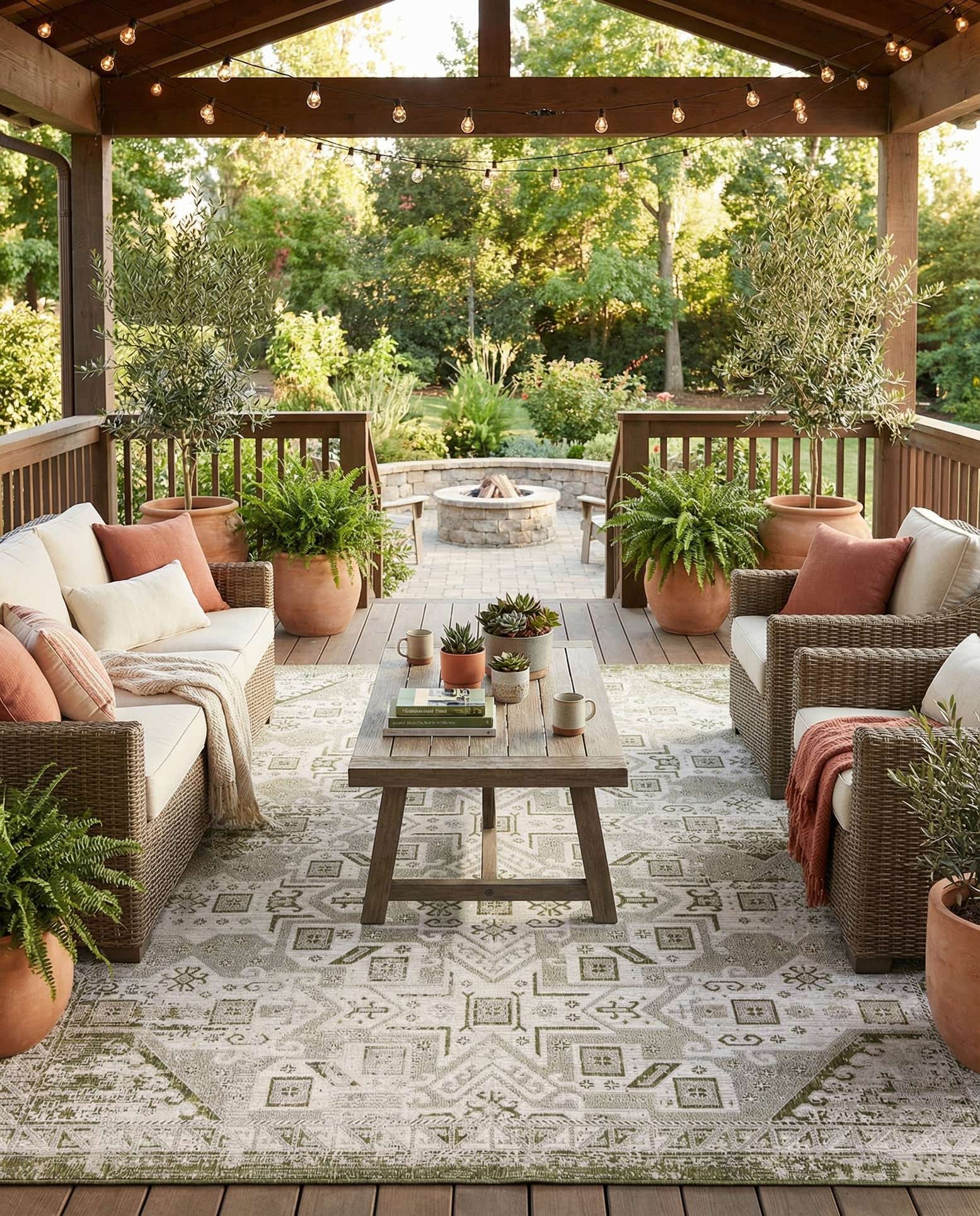 10' x 13' Easy-Clean Aztec Indoor / Outdoor Rug