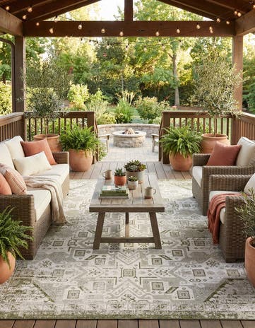 10' x 13' Easy-Clean Aztec Indoor / Outdoor Rug