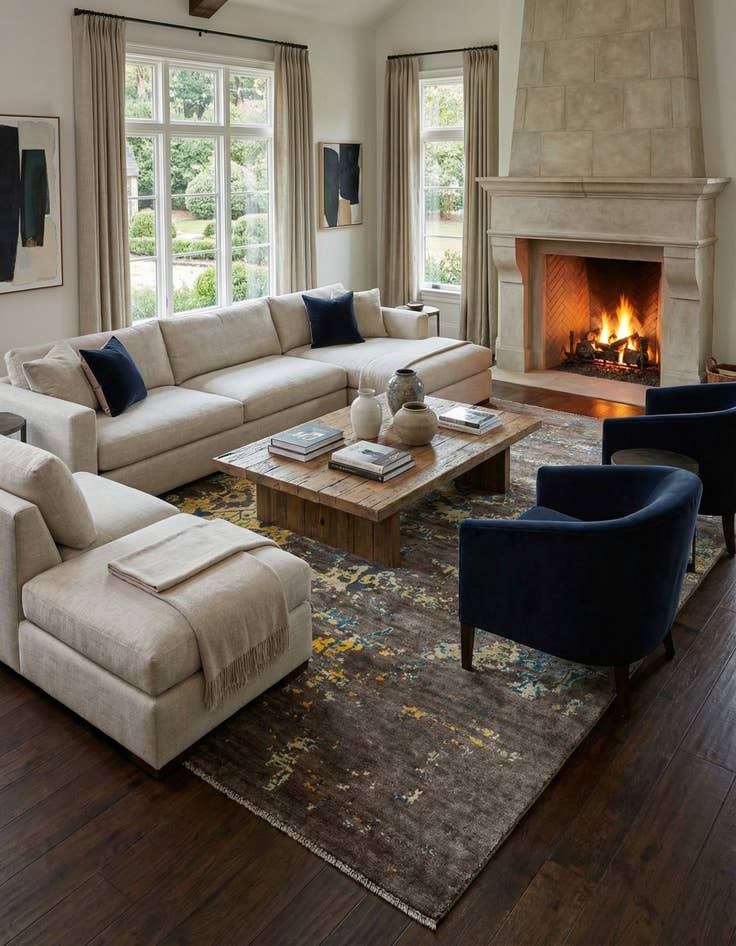 Detail image of 12' 5 x 15' 7 Hand Knotted Darya Wool Rug