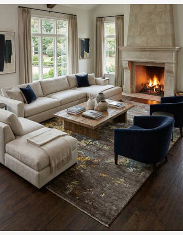 12' 5 x 15' 7 Hand Knotted Darya Wool Rug