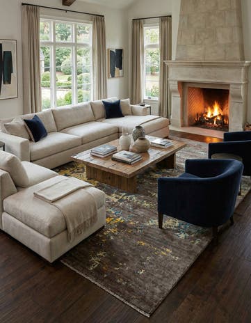 12' 5 x 15' 7 Hand Knotted Darya Wool Rug