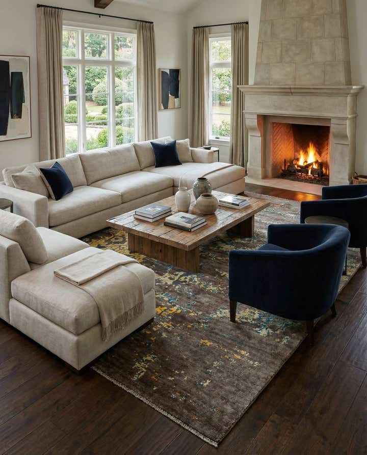12' 5 x 15' 7 Hand Knotted Darya Wool Rug