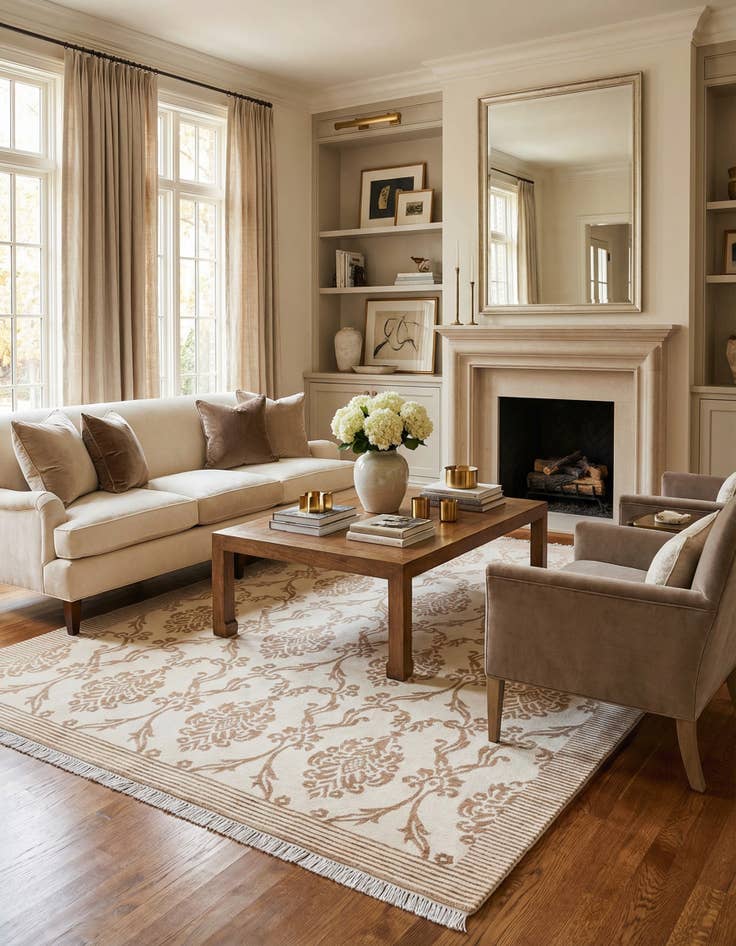 Detail image of  5' 8 x 8'  Hand Knotted Darya Wool Rug