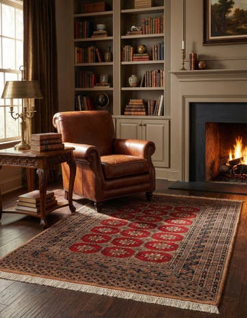 4' 1 x 6' 1 Hand Knotted Bokhara Wool Rug