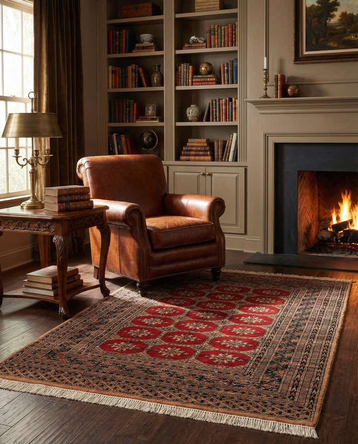 4' 1 x 6' 1 Hand Knotted Bokhara Wool Rug