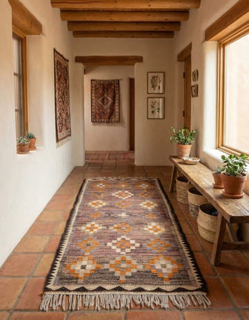 3' 9 x 7' 4 Hand Woven Kilim Fars Wool Runner Rug