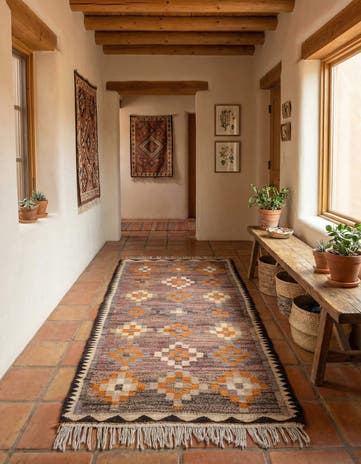 3' 9 x 7' 4 Hand Woven Kilim Fars Wool Runner Rug