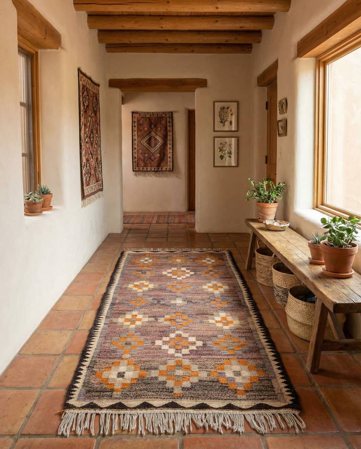 Detail image of 3' 9 x 7' 4 Hand Woven Kilim Fars Wool Runner Rug