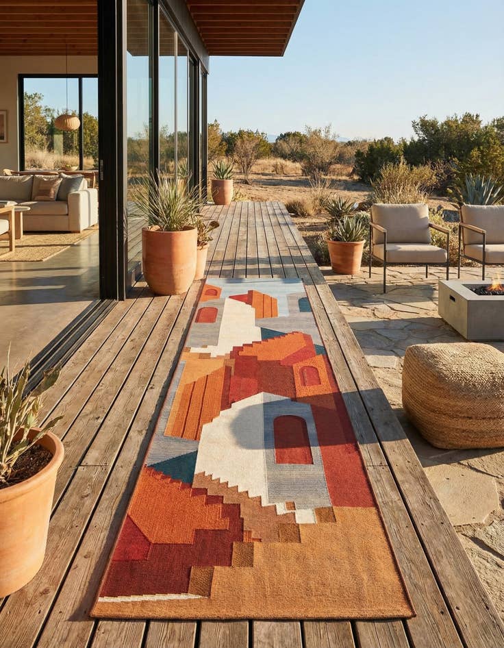 Detail image of 2' 7 x 12'  Washable Modern Indoor / Outdoor Runner Rug