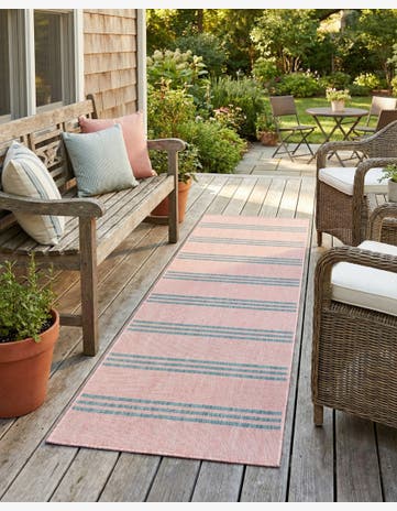 Pink and Aqua Easy-Clean Jill Zarin Anguilla Indoor / Outdoor Runner Rug