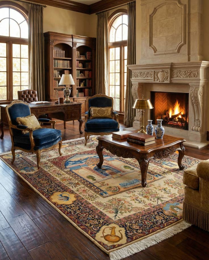 Detail image of 6' 3 x 9' 4 Hand Knotted Tabriz Persian Rug