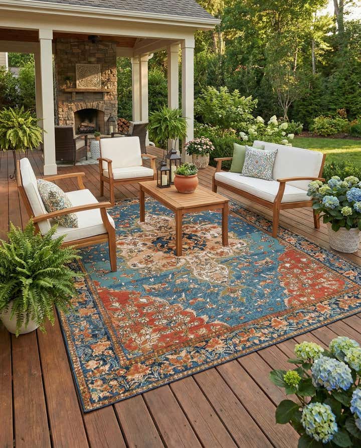 7' 10 x 10' Easy-Clean Traditional Indoor / Outdoor Rug