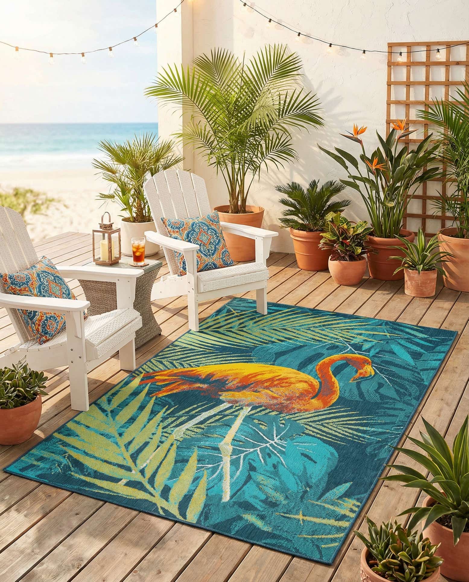 5' 3 x 8' Easy-Clean Coastal Indoor / Outdoor Rug