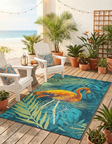 5' 3 x 8' Easy-Clean Coastal Indoor / Outdoor Rug