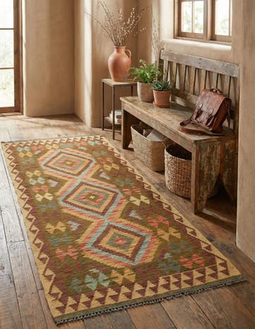 3' 3 x 6' 6 Hand Woven Kilim Maymana Wool Rug