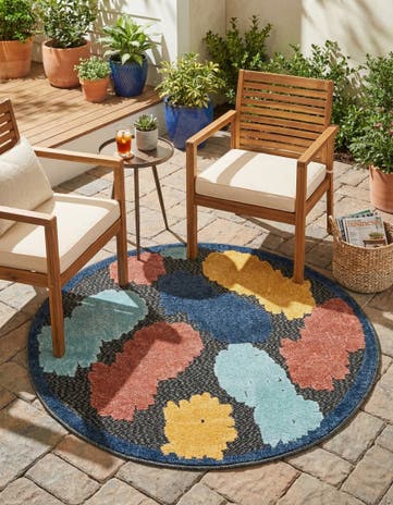 Black Easy-Clean Belize Indoor / Outdoor Round Rug