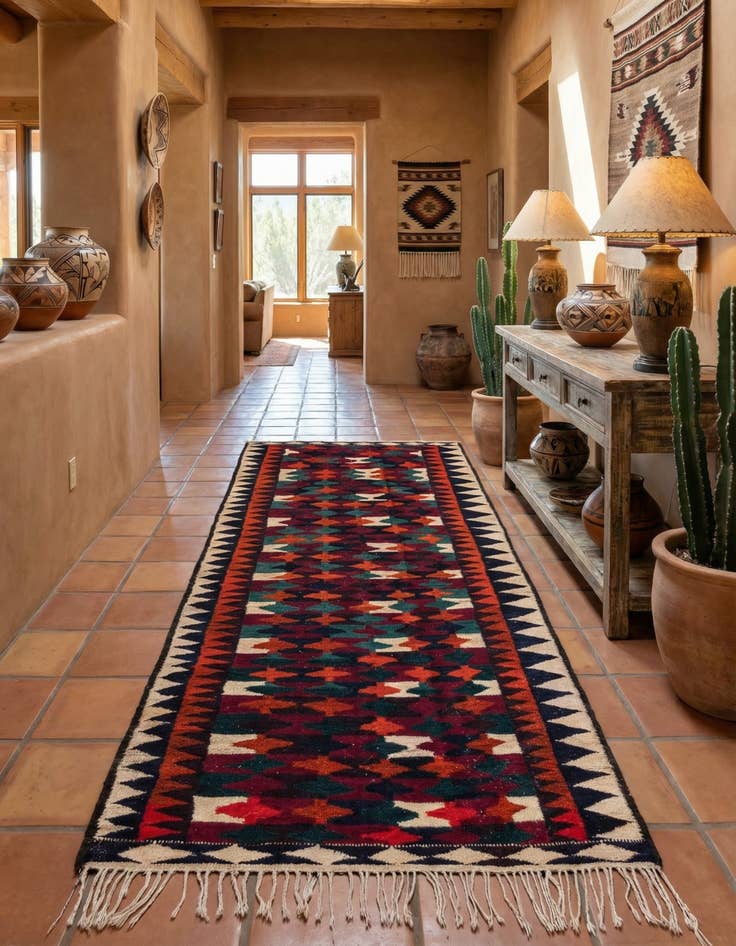 Detail image of 4' 6 x 9'  Hand Woven Kilim Fars Wool Runner Rug